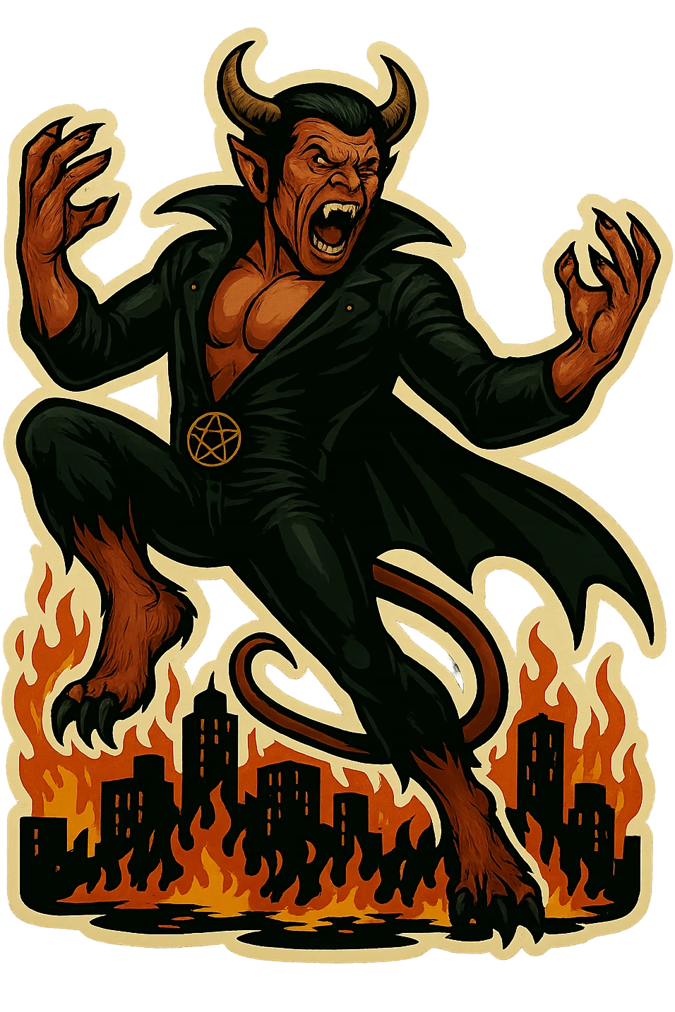 Edit the character in the provided image to appear as if it is kicking, maintaining the same retro sticker style and transparent background. Do not add any other characters or elements, focus solely on the kicking pose and expression. emoji
