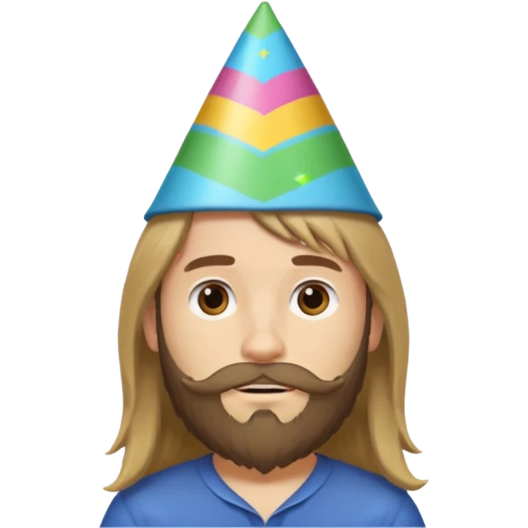 party hatted boy with long hair & bearded emoji