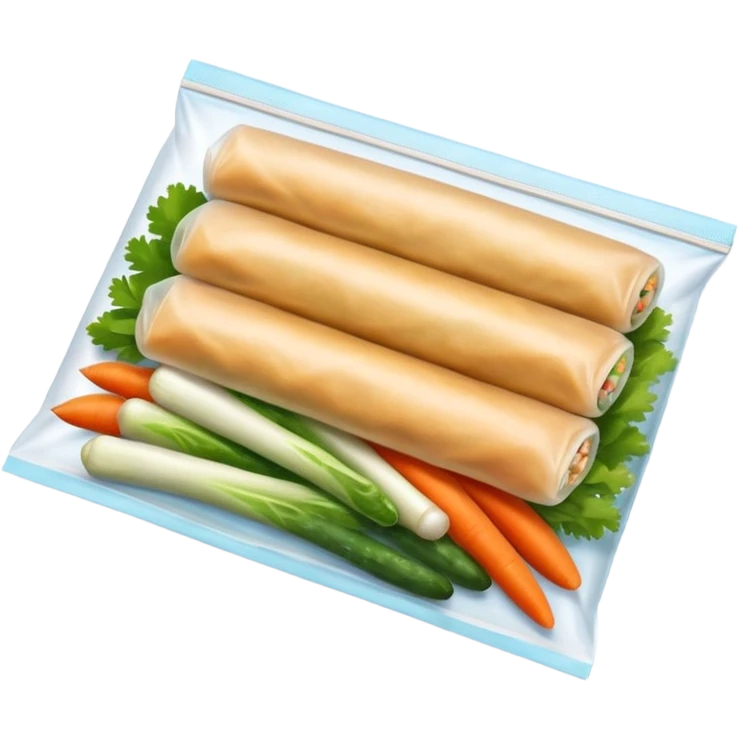 I'd like a freezer zipper bag containing 10 raw spring rolls emoji