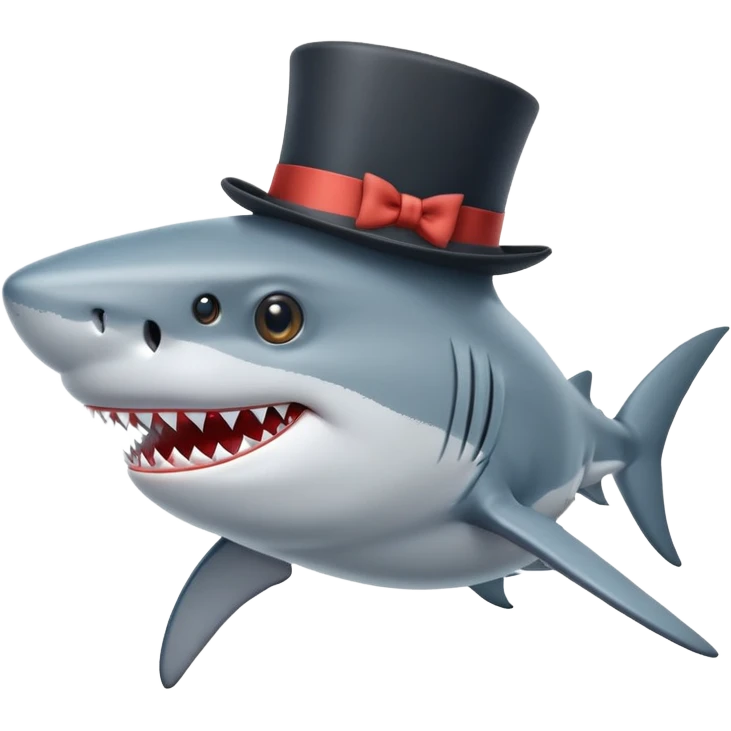 Shark with a top hat emoji
