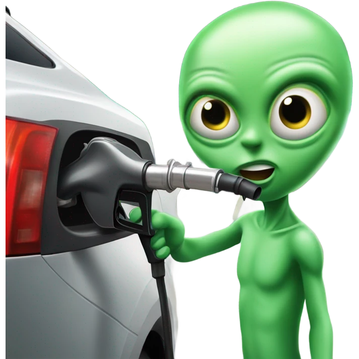 alien filling up car with gas emoji