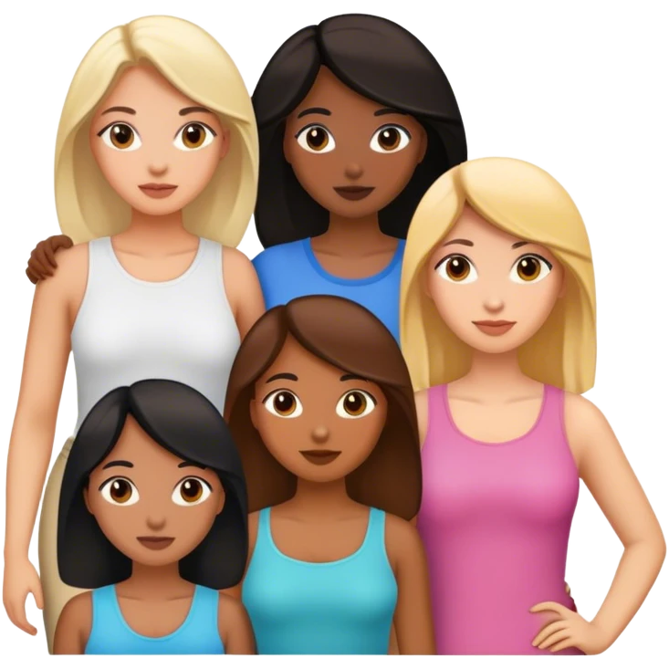  female friends, two are Latin one is black and one is white  emoji