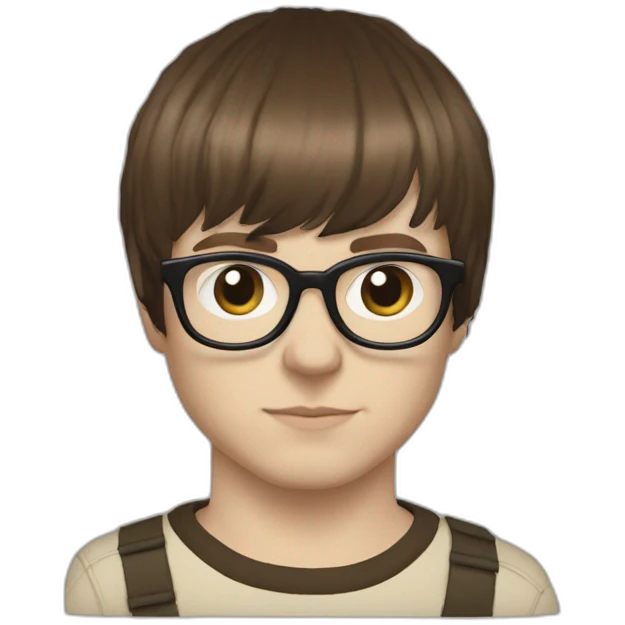 Rivers Cuomo with brown hair and a bowl cut emoji
