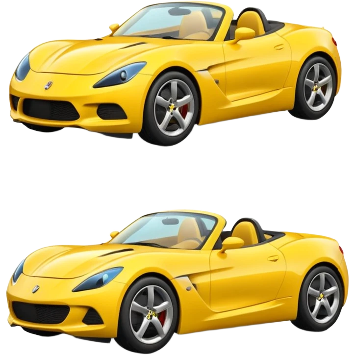 Generate a high-quality 3D cartoon-style emoji of a yellow sports car, sleek and shiny, realistic shading, smooth gradient colors, rounded and cute appearance, simple white background, high-resolution. emoji