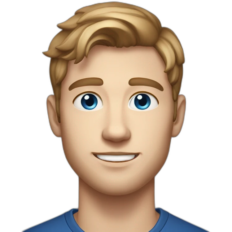a 21 year old white scandinavian man with a gaotee and brown hair with blue eyes emoji