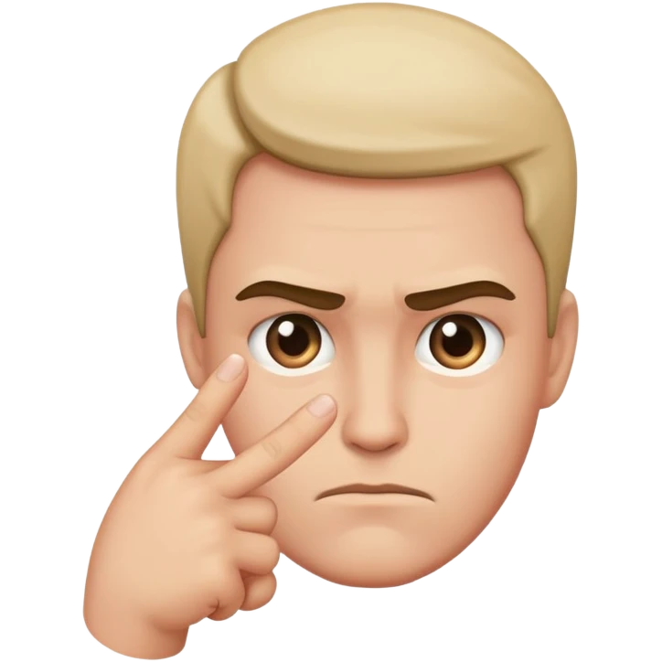 Serious face pulling the finger emoji