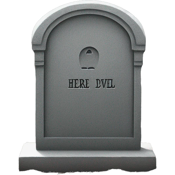 gravestone that says here lies SmokeDevil emoji