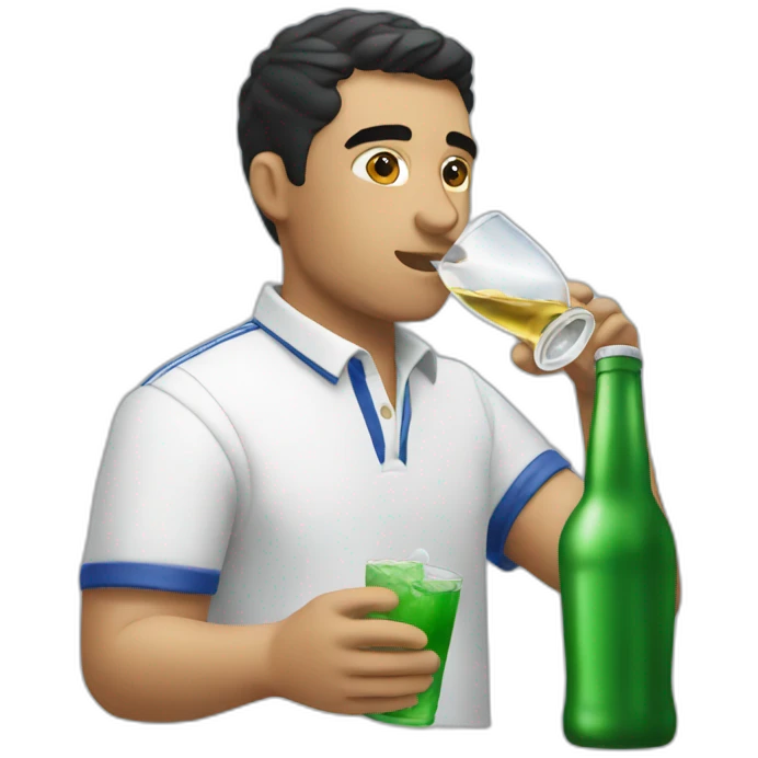 Latin guy Drinking and using lacoste emoji