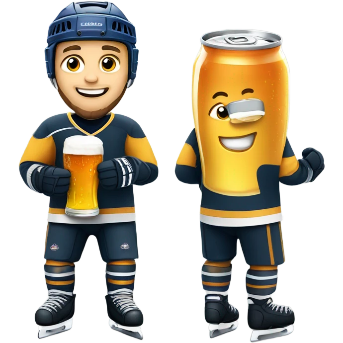 Hockey player drinking beer emoji
