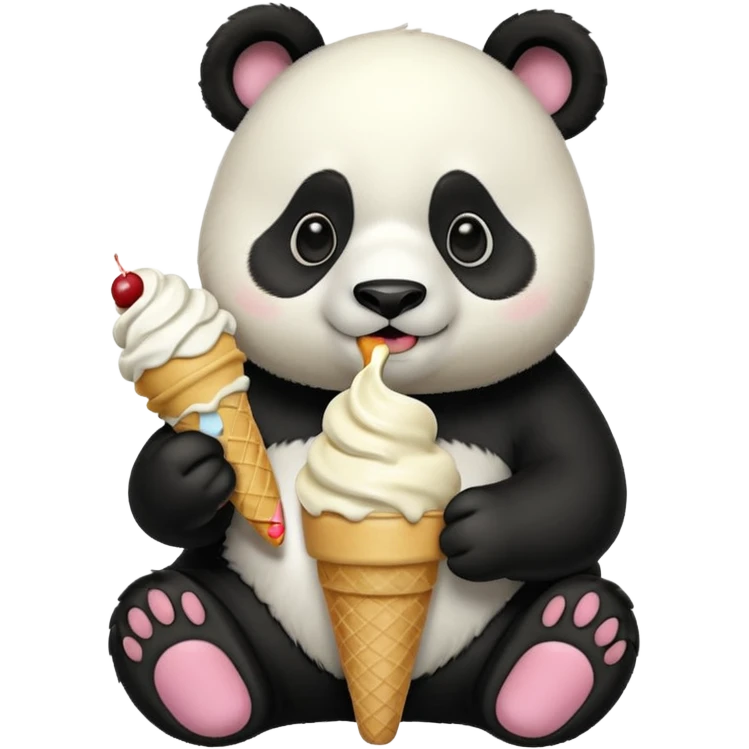 Panda eating ice cream emoji