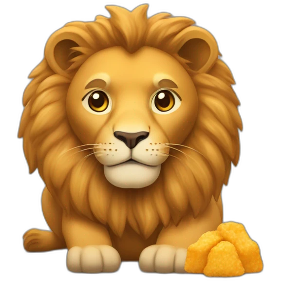 Lionceau et en peluche qui mange des nuggets emoji