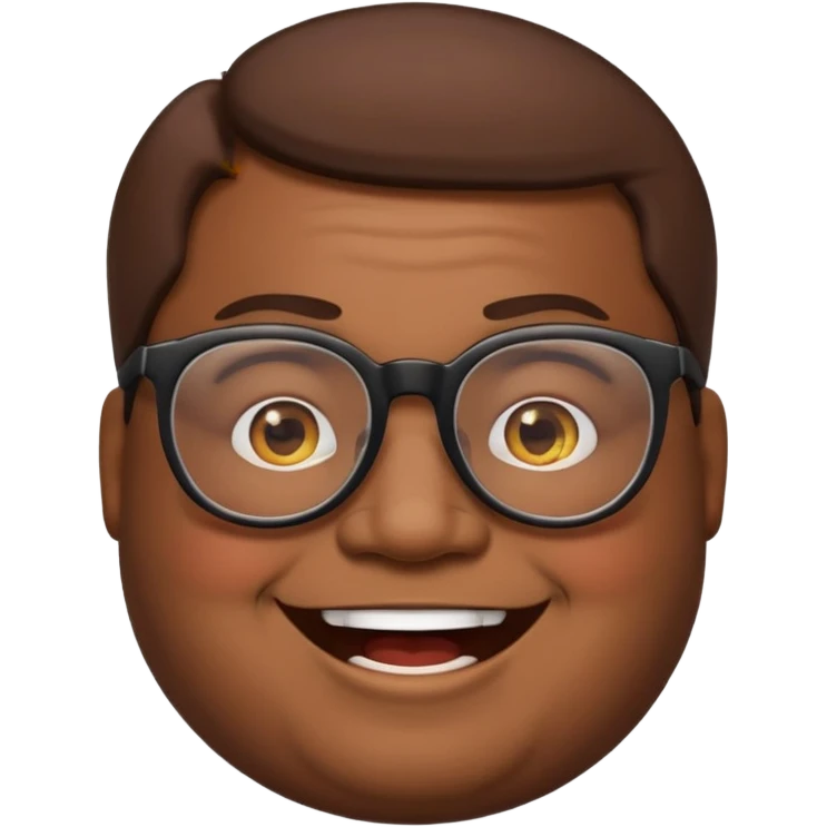 Create a fat emoji man with brown hair and black glasses emoji