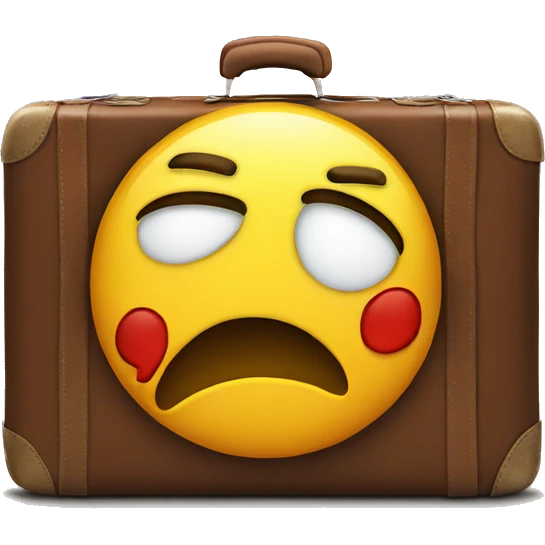 Hurt emoji on a suitcase emoji