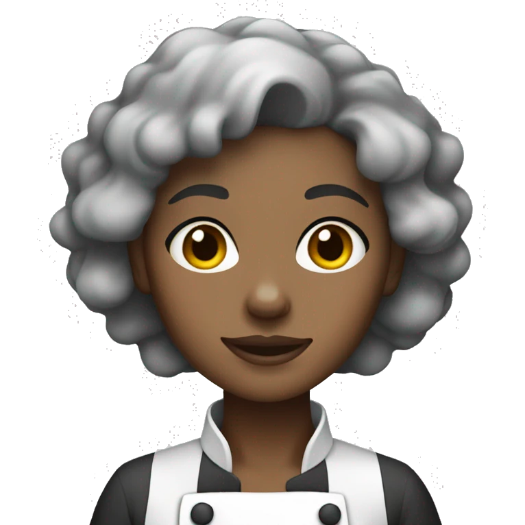 black female light dark skin chef clothes curly grey hair emoji