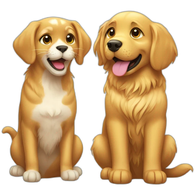 Cat talking to Golden retriever emoji