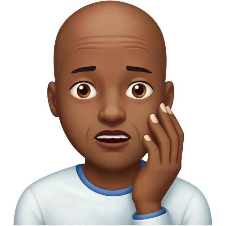 Black bald man toothache emoji
