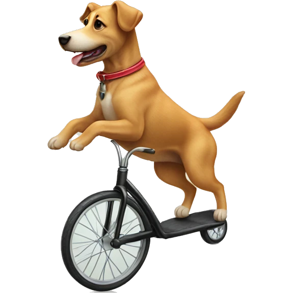 A dog riding a unicycle  emoji