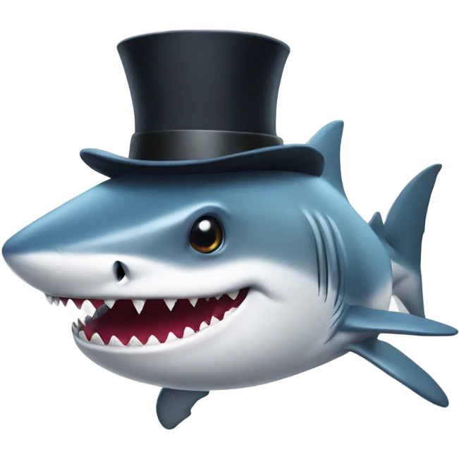 Shark with a top hat emoji