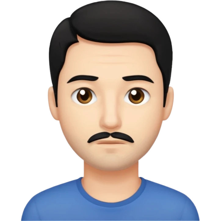 man with tired eyes black hair emoji