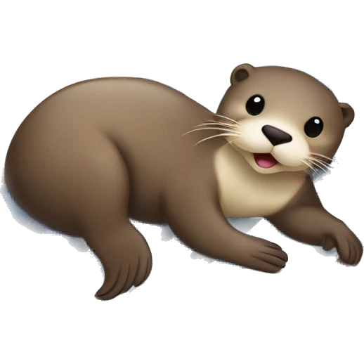 Otter lying on its back with a big, tired belly on a beach towel with a parasol on the beach sand emoji