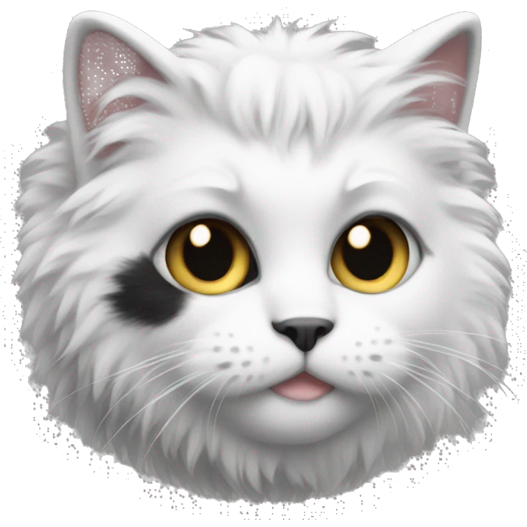 White black fluffy kitty emoji