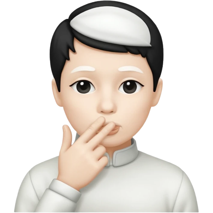 Solid White color Shh finger and hand emoji emoji