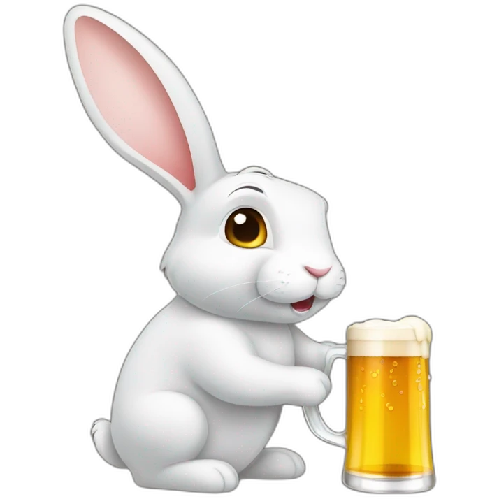 Lapin buvant une bière emoji