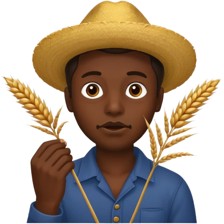 Campechano con una ramita de trigo en la boca emoji