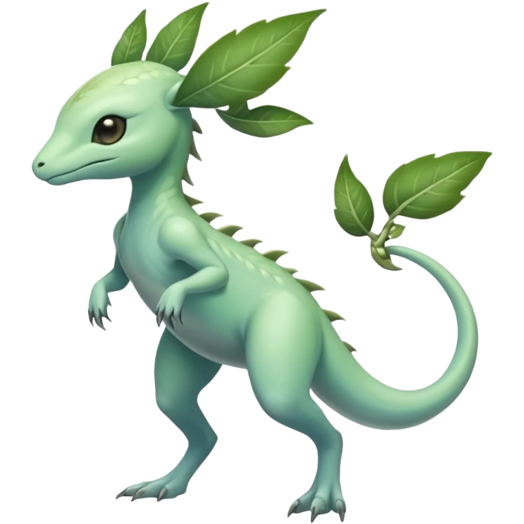 Futuristic Ethereal Modern Amaura-Bayleaf-Fakémon-creature-hybrid Full Body emoji