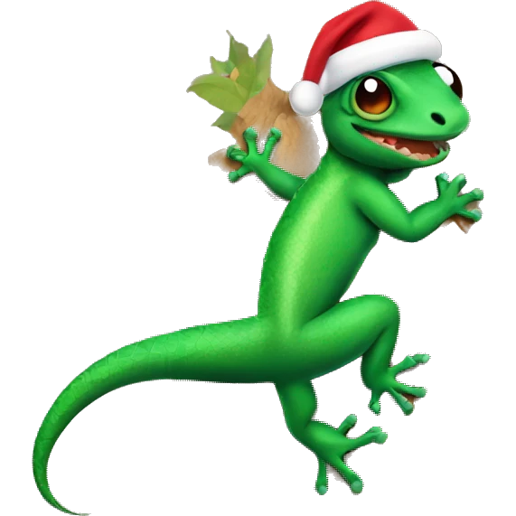 lizard coming out of chridtmas tree emoji