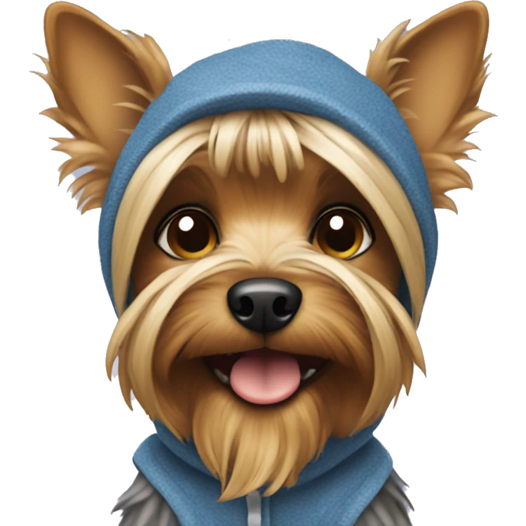 Yorkshire terrier dog wearing a stitch costume emoji