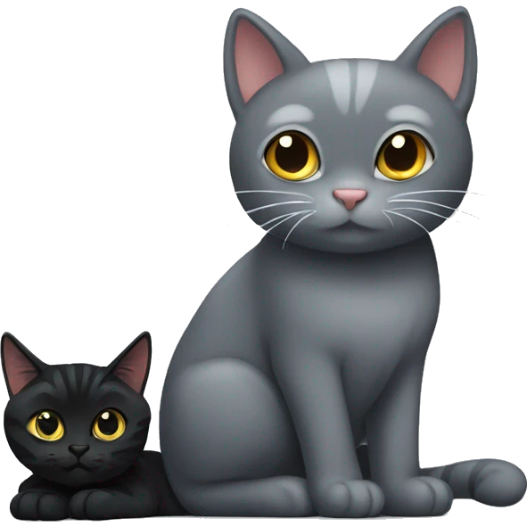 Large gray cat and small black cat emoji