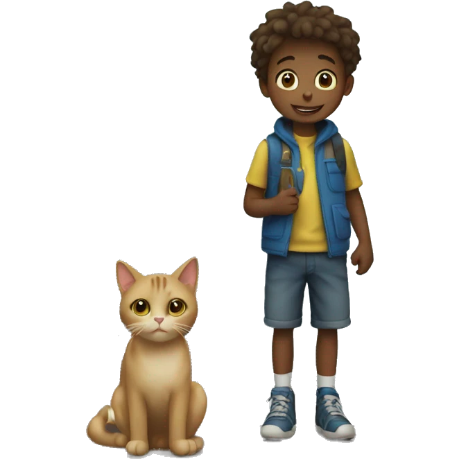boy with cat at door emoji