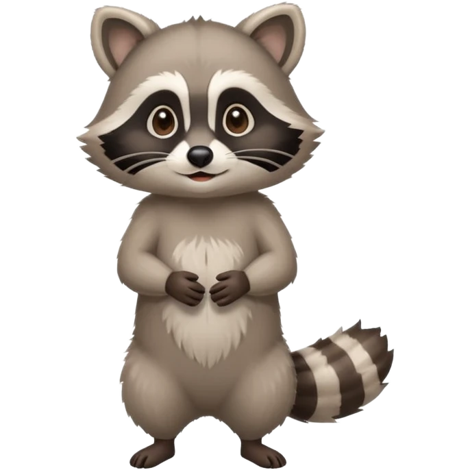 make full body standing cute racoon speaking. calm and no sharp edges. emoji
