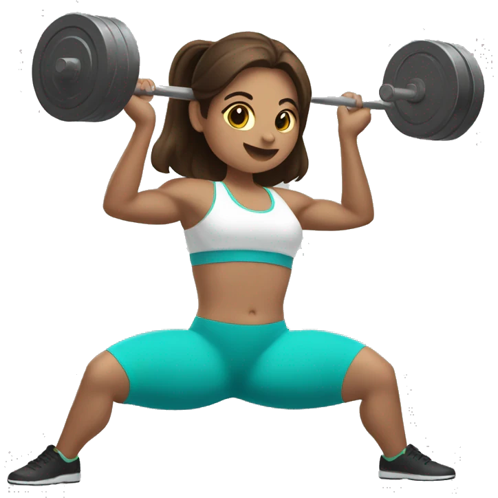 3 brunette girls doing weightlifting with a barbell emoji