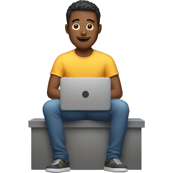 guy sitting in front of a laptop emoji