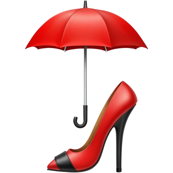 red heel with an umbrella emoji
