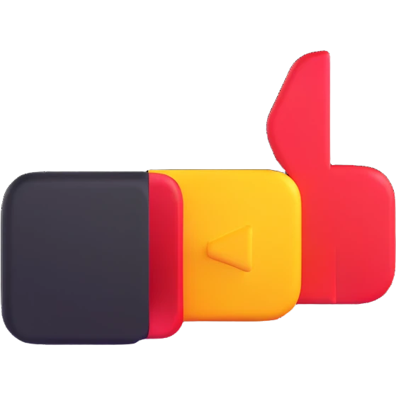 3D style Youtube logo emoji, angled to the right, with shadow emoji