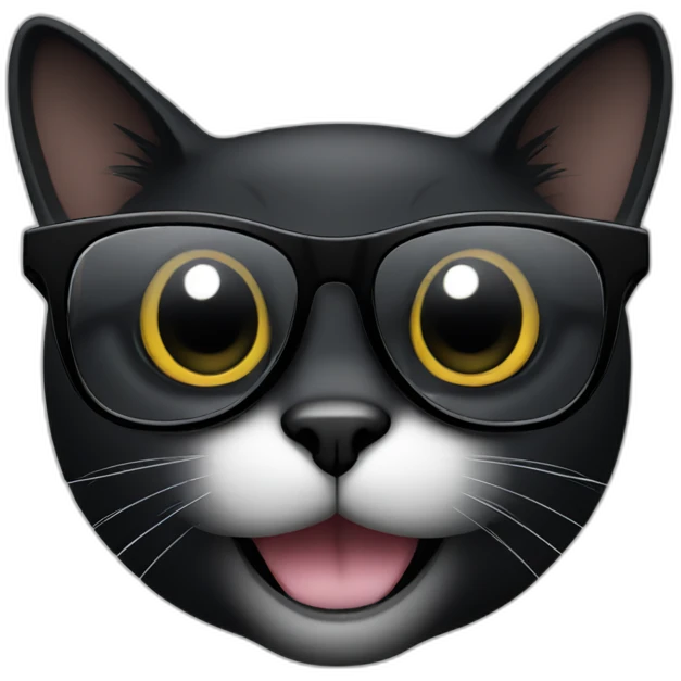 black cat whith black glasses emoji