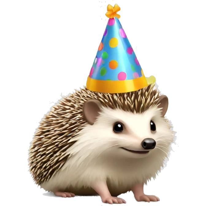 Hedgehog wearing party hat emoji