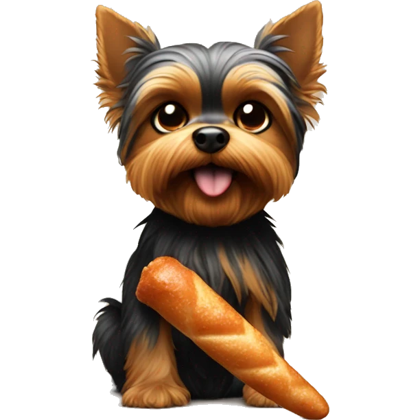 Evil Yorkie eating a giant chicken drumstick  emoji