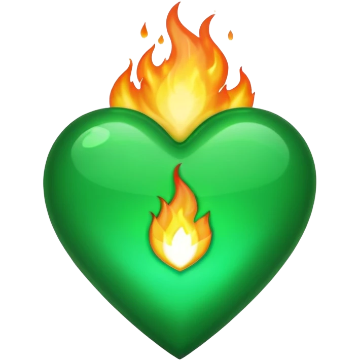 green heart with a flame emoji