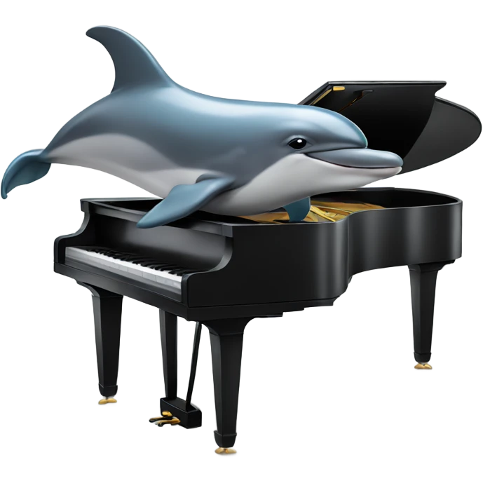 Dolphin playing the piano emoji