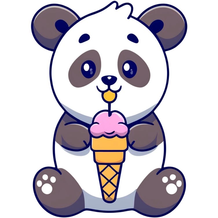 Panda eating ice cream emoji