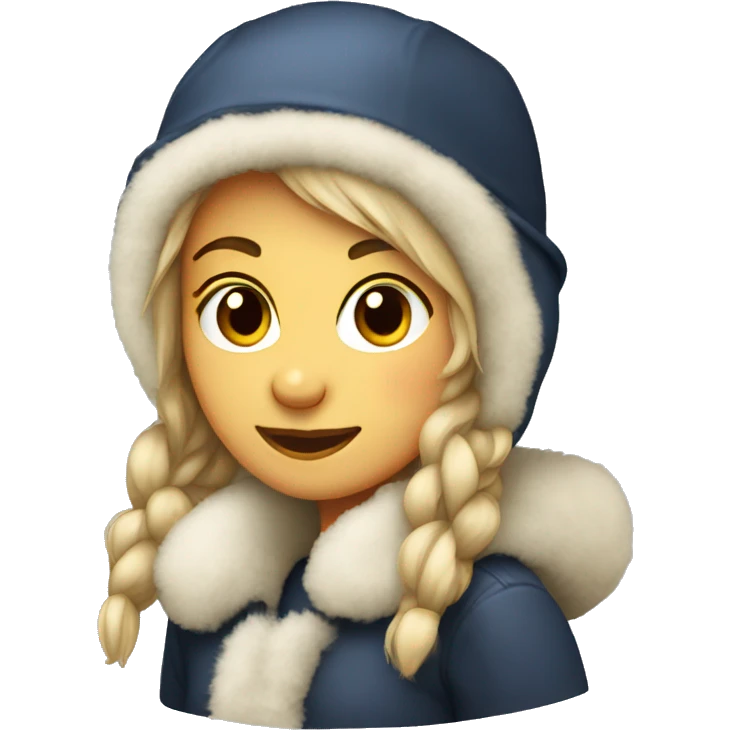 girl wearing russian ushanka hat emoji