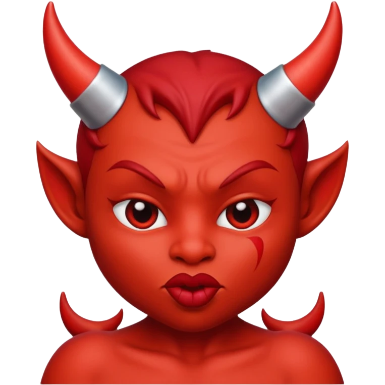 Cute devil with kissing lips emoji