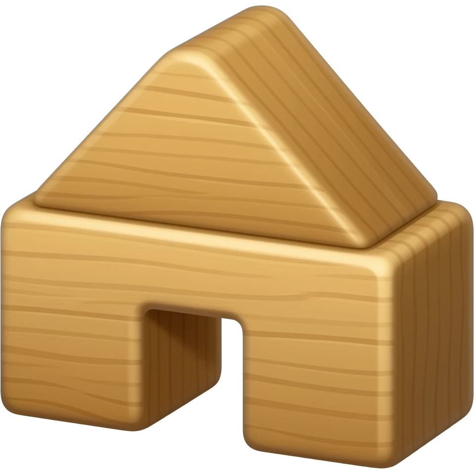 Wooden building block shapes emoji
