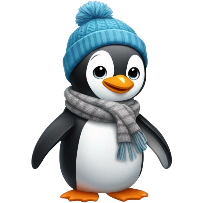 Penguin wearing beanie and scarf emoji