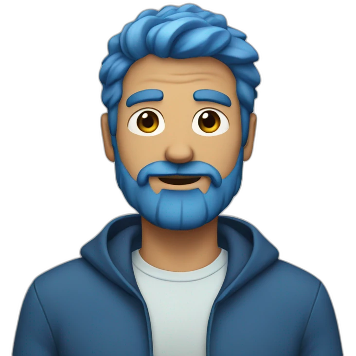 man with brown beard and blue hair emoji
