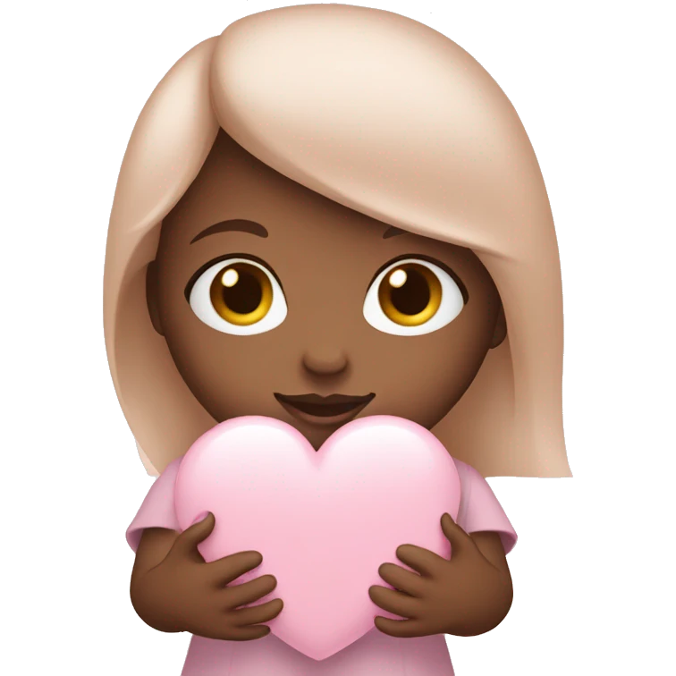 Girl holding baby pink heart emoji